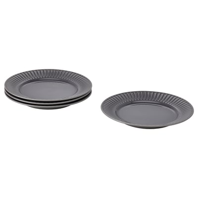STRIMMIG Assiette, grès gris, 27 cm
