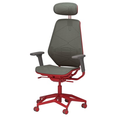 STYRSPEL Chaise gaming, gris/rouge