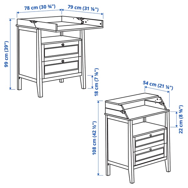 SUNDVIK Table à langer/commode, blanc, 78x79x99 cm
