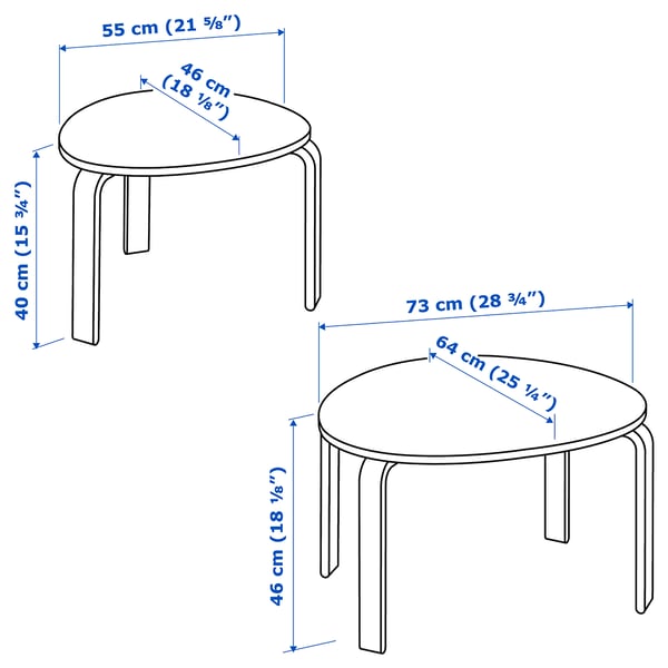 SVALSTA Tables gigognes, lot de 2, teinté blanc