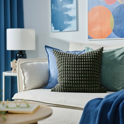SVARTPOPPEL Housse de coussin, gris vert, 50x50 cm