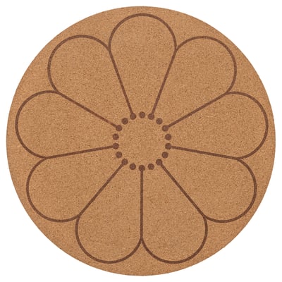 SVARTVIDE Set de table, liège/à motifs fleur, 35 cm