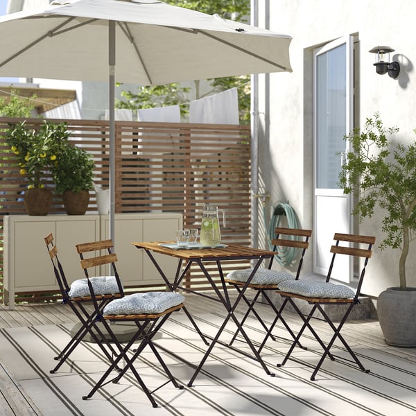 TÄRNÖ Table+4 chaises, extérieur, teinté noir/brun clair/Klösan bleu