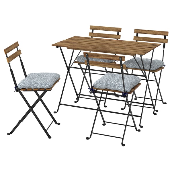 TÄRNÖ Table+4 chaises, extérieur, teinté noir/brun clair/Klösan bleu
