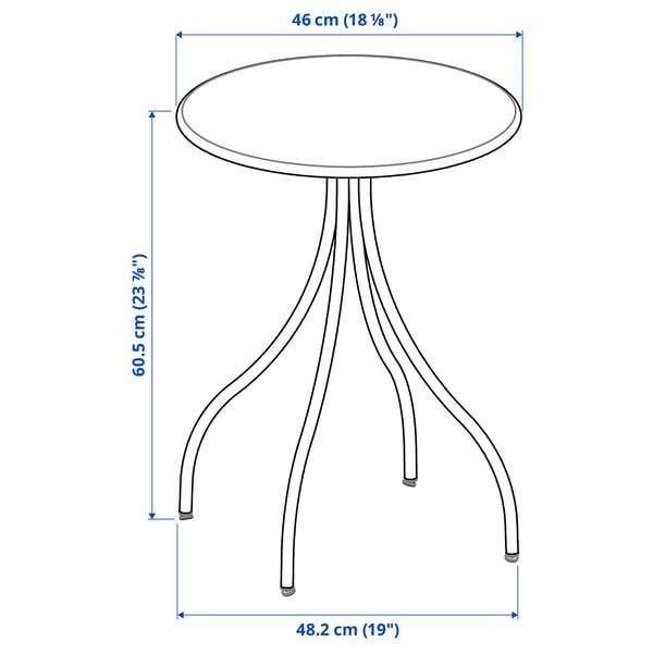TÅNEBRO Table d'appoint, intérieur/extérieur/anthracite, 46 cm