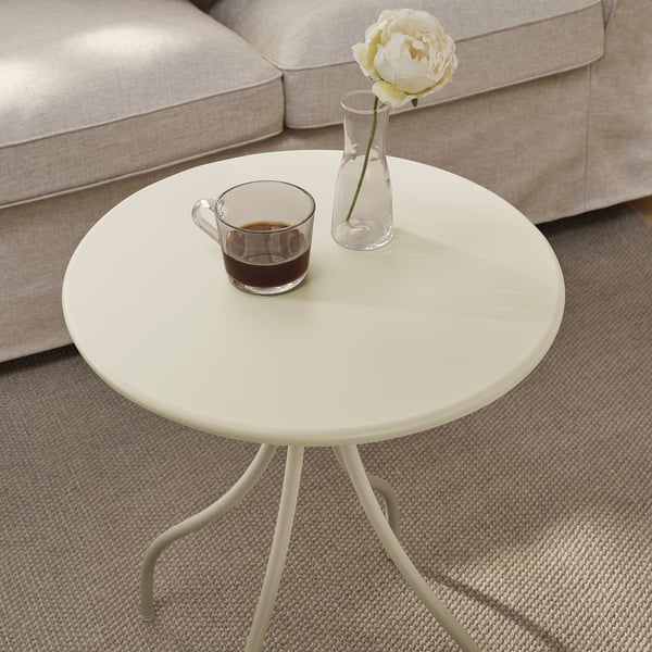 TÅNEBRO Table d'appoint, intérieur/extérieur/beige-gris clair, 46 cm