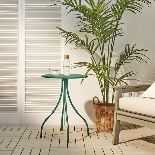 TÅNEBRO Table d'appoint, intérieur/extérieur/vert foncé, 46 cm