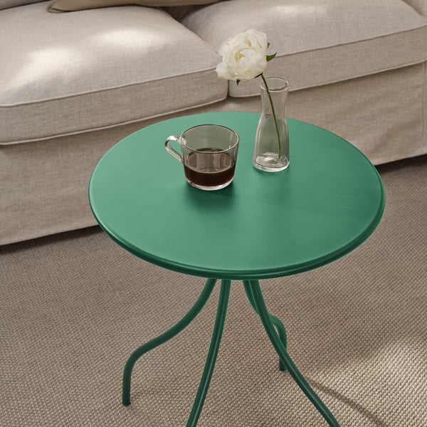 TÅNEBRO Table d'appoint, intérieur/extérieur/vert foncé, 46 cm