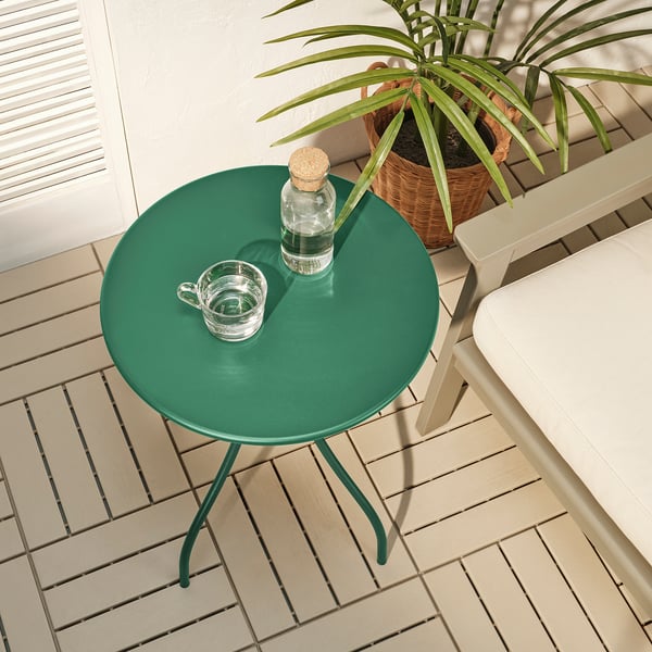 TÅNEBRO Table d'appoint, intérieur/extérieur/vert foncé, 46 cm