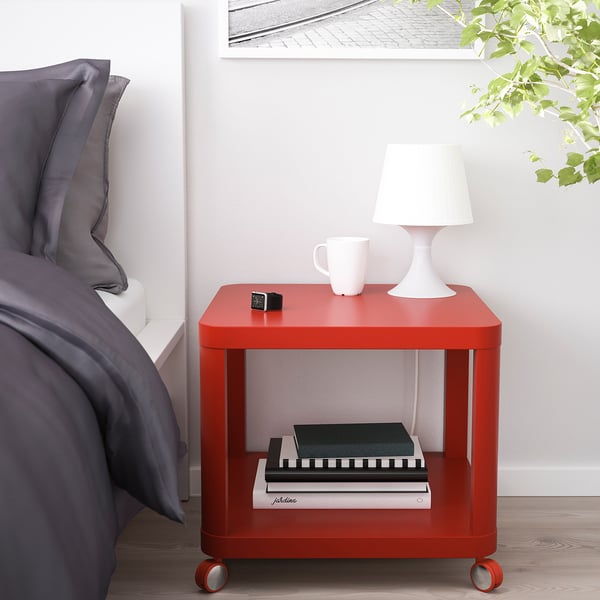 TINGBY Desserte roulante, rouge, 50x50 cm