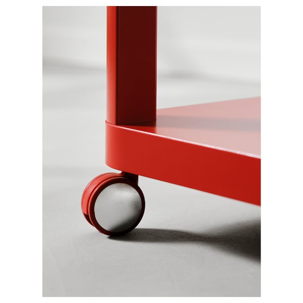 TINGBY Desserte roulante, rouge, 50x50 cm