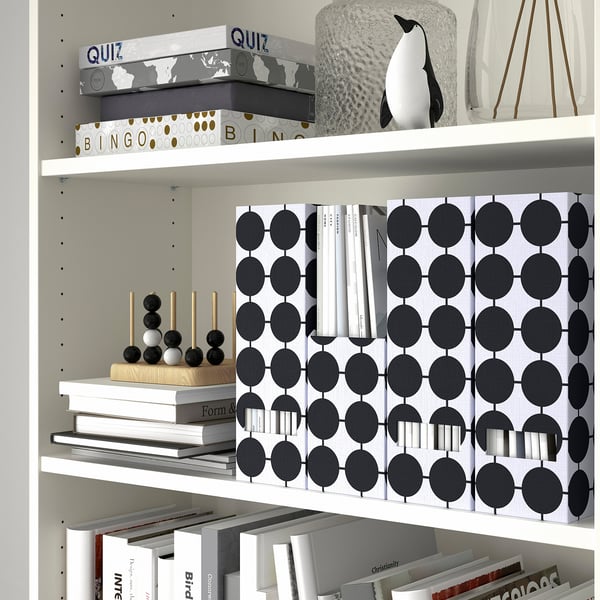 TJENA Range-revues, blanc noir/à pois