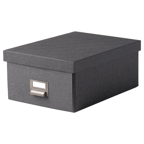 TJOG Boîte de rangement avec couvercle, gris foncé, 25x36x15 cm