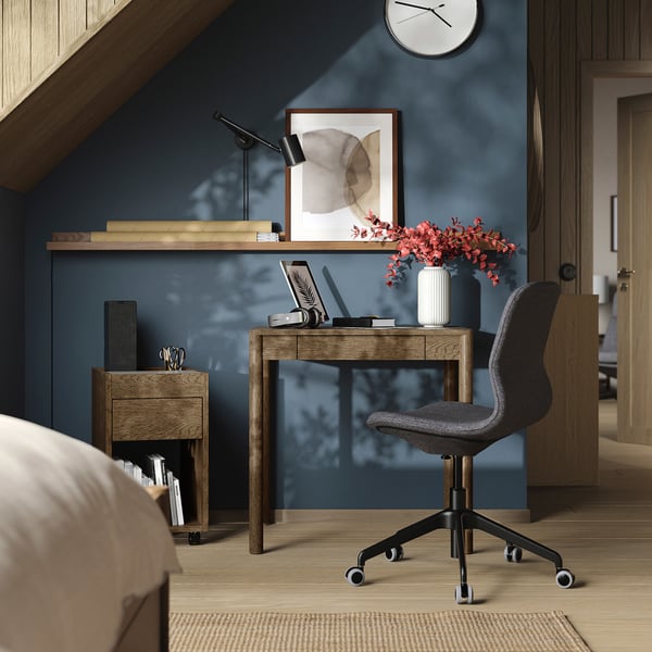 TONSTAD Bureau, brun placage chêne teinte, 75x60 cm
