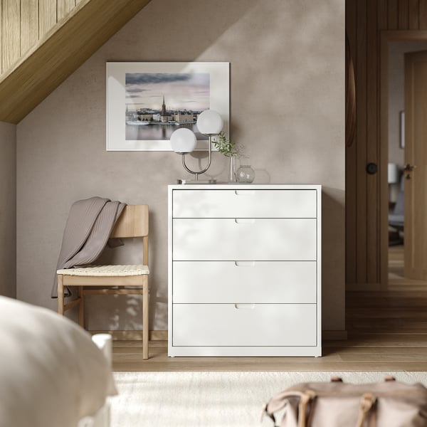 TONSTAD Commode 4 tiroirs, blanc cassé, 82x47x91 cm