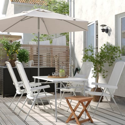 TORPARÖ Chaise dossier réglable, extérieur, blanc/gris