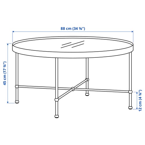 TORSJÖ Table basse, effet or/verre, 88 cm