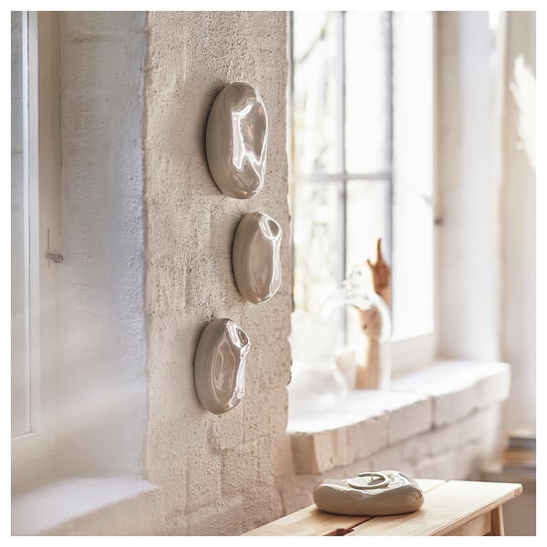 TRÄDGRÄNSEN Décoration murale, lot de 2, céramique/pierres beige