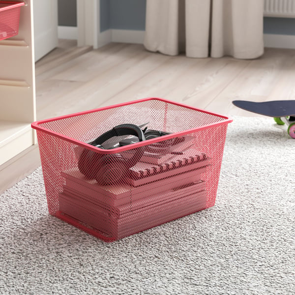 TROFAST Boîte de rangement en filet, rouge clair, 42x30x23 cm