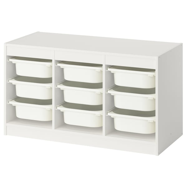 TROFAST Combinaison structure + bacs, blanc/blanc, 99x44x56 cm