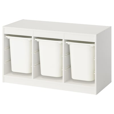 TROFAST Combinaison structure + bacs, blanc/blanc, 99x44x56 cm