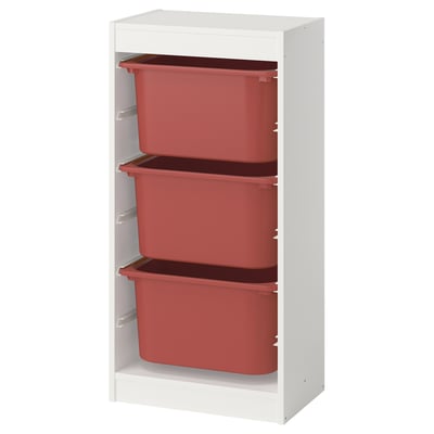 TROFAST Combinaison structure + bacs, blanc/rouge, 46x30x94 cm