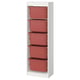 TROFAST Combinaison structure + bacs, blanc/rouge, 46x30x145 cm