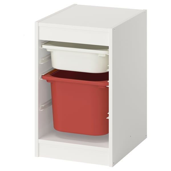 TROFAST Combinaison structure + bacs, blanc/rouge, 34x44x56 cm