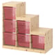 TROFAST Combinaison structure + bacs, pin teinté blanc clair/rouge clair, 94x44x91 cm