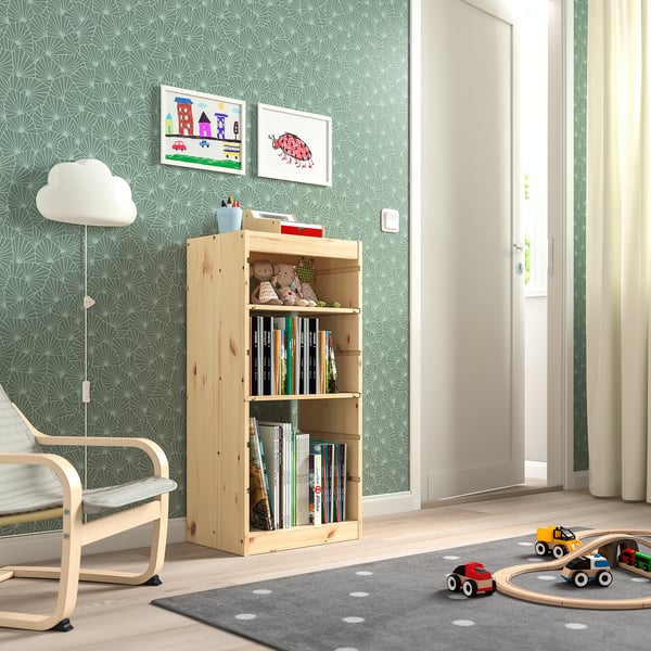 TROFAST Combinaison structure + tablettes, pin teinté blanc clair, 44x30x91 cm