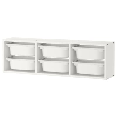 TROFAST Rangement mural, blanc/blanc, 99x21x30 cm