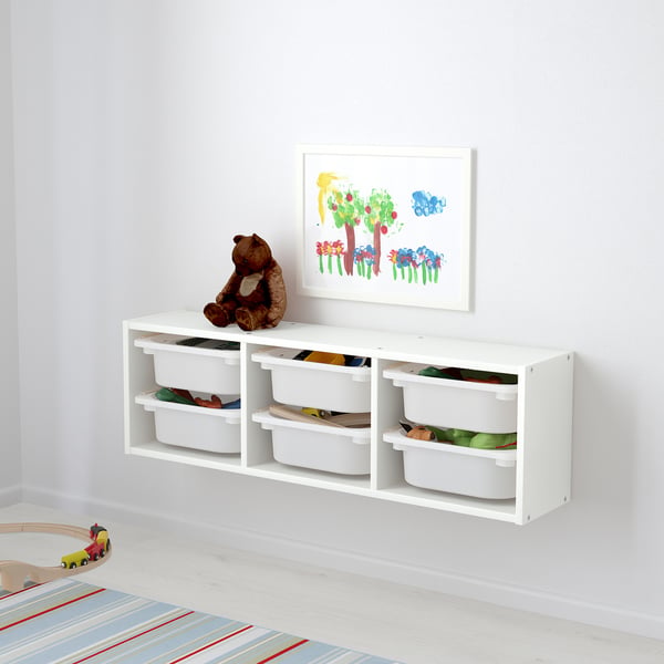 TROFAST Rangement mural, blanc/blanc, 99x21x30 cm