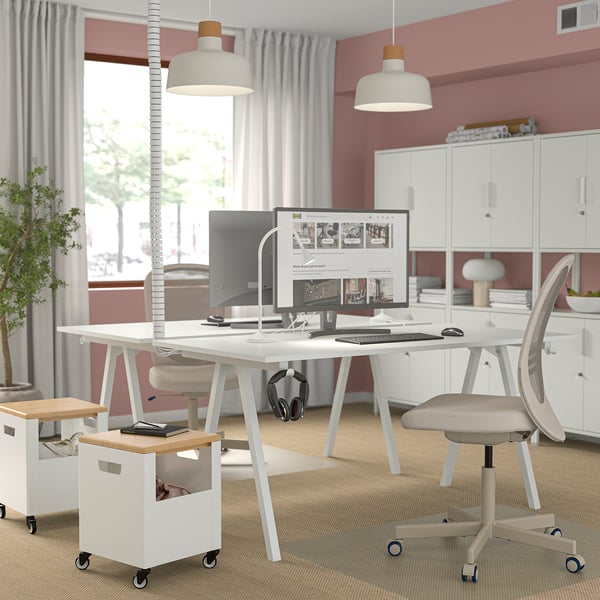 TROTTEN Bureau, blanc, 160x80 cm
