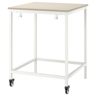 TROTTEN Table, beige/blanc, 80x80 cm