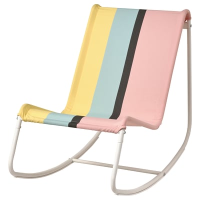 TUMHOLMEN Fauteuil à bascule, int/ext, blanc/multicolore