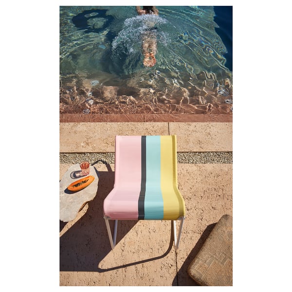 TUMHOLMEN Fauteuil à bascule, int/ext, blanc/multicolore