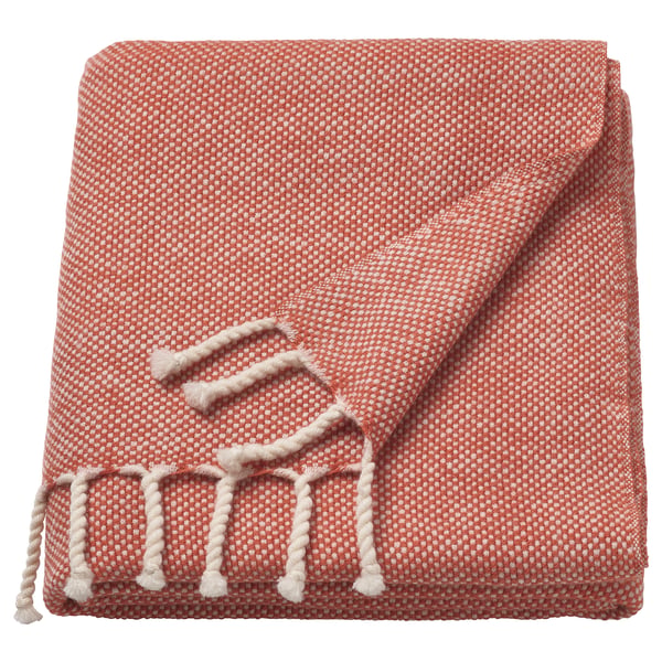 ULLTISTEL Plaid, brun-rouge/blanc, 130x170 cm