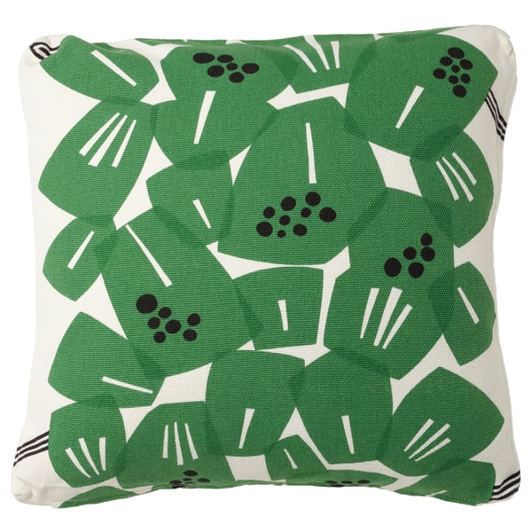 UNDERBLOMMA Housse de coussin, blanc/vert, 50x50 cm
