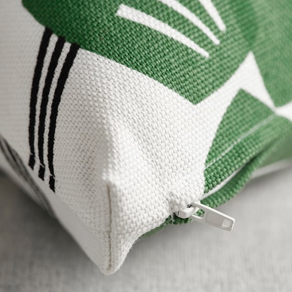 UNDERBLOMMA Housse de coussin, blanc/vert, 50x50 cm