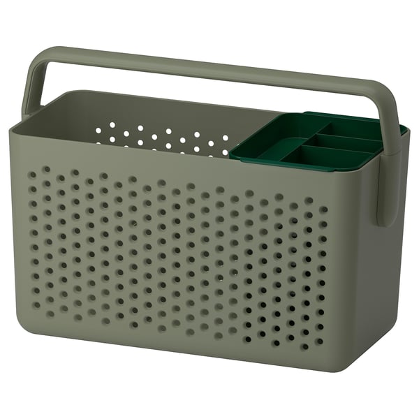 UPPRÄMEN Rangement, gris vert, 35x17x25 cm