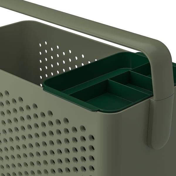 UPPRÄMEN Rangement, gris vert, 35x17x25 cm