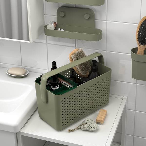 UPPRÄMEN Rangement, gris vert, 35x17x25 cm