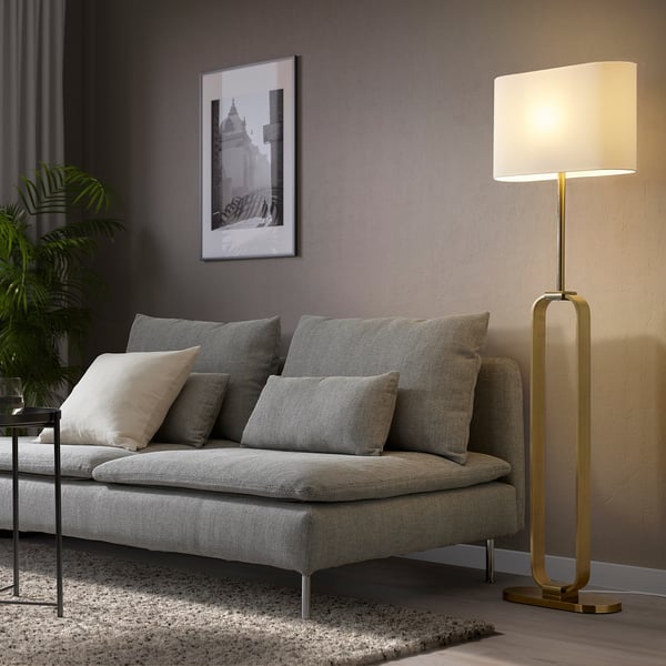 UPPVIND Lampadaire, laitonné/blanc, 150 cm