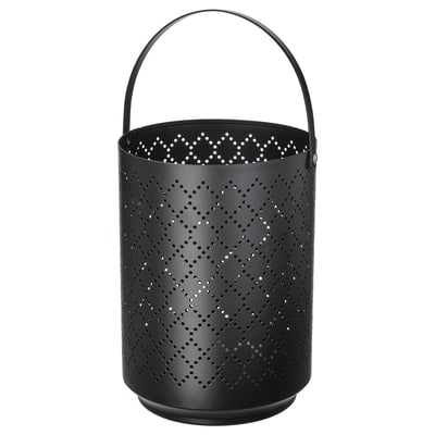 URSKILJA Lanterne pour bougie bloc, noir, 22 cm