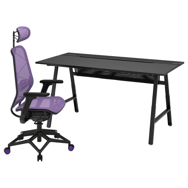 UTESPELARE / STYRSPEL Bureau et chaise gaming, noir/violet