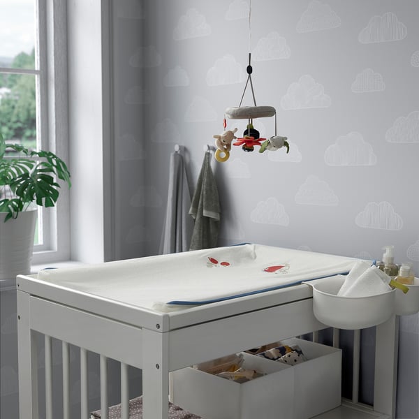 VÄDRA Protection pour matelas à langer, motif lapin/blanc, 48x74 cm