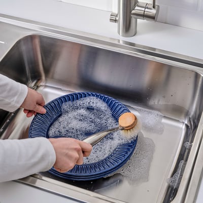 VÄLVÅRDAD Brosse à vaisselle, acier inoxydable/hêtre