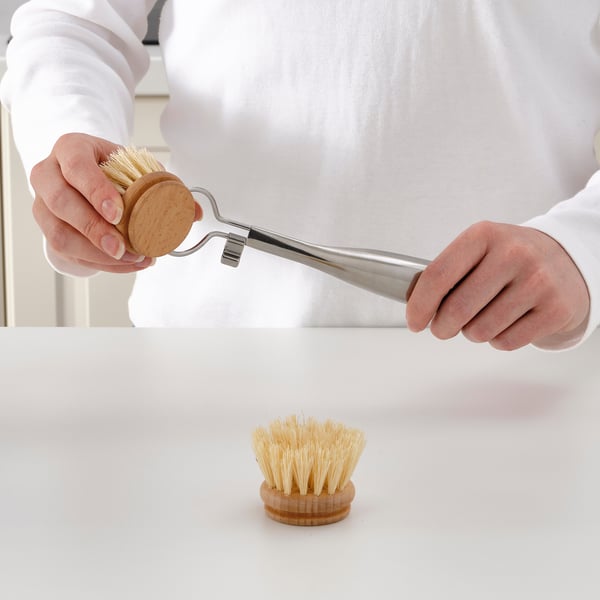 VÄLVÅRDAD Brosse à vaisselle, acier inoxydable/hêtre