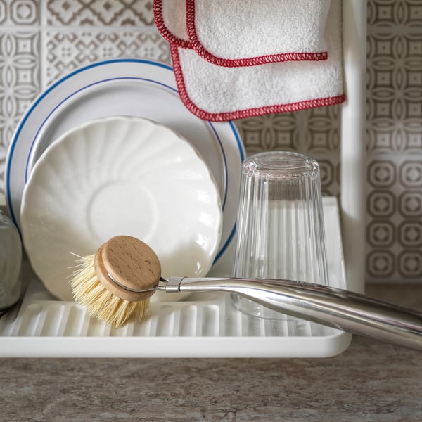 VÄLVÅRDAD Brosse à vaisselle, acier inoxydable/hêtre