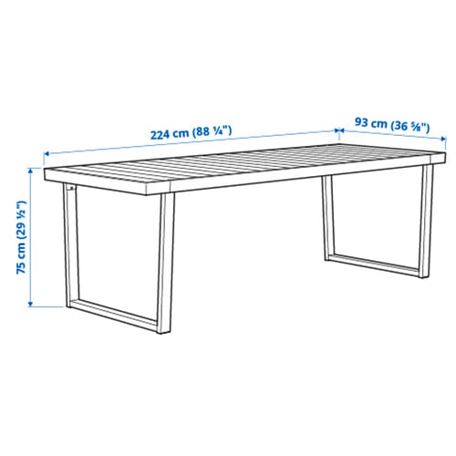 VÄRMANSÖ Table+6 chaises, ext, gris foncé/brun, 224 cm